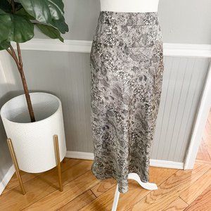 Free People Snake Print Midi Skirt - Black and Gray